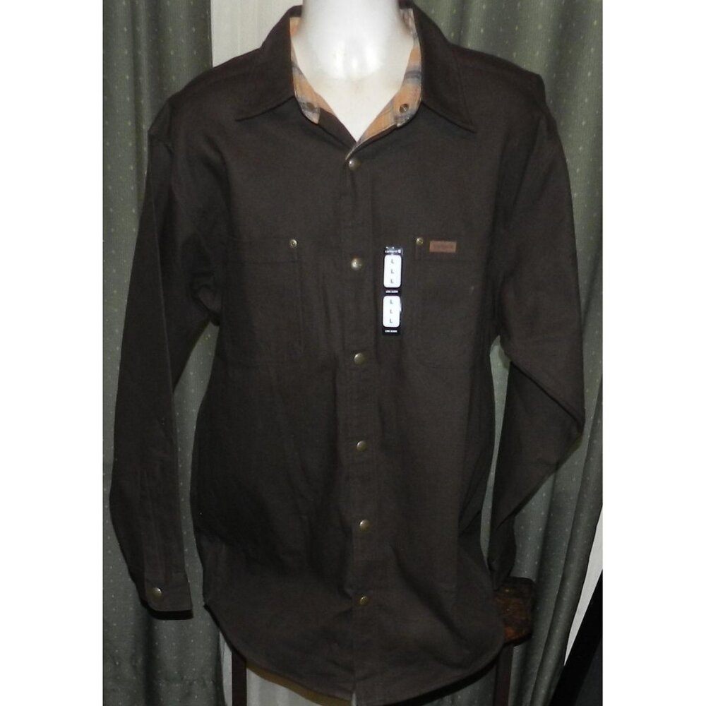 NWT Carhartt size large cotton lined jacket deep brown snapped buttons NEW